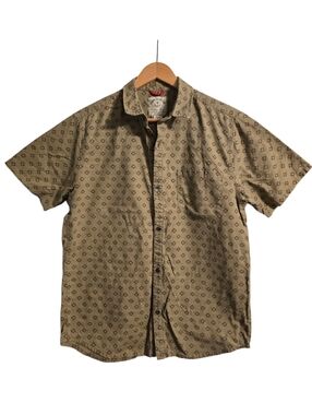 Iron and Resin Button Down Shirt Men's Large Tan/Red Short Sleeve Desert Explore